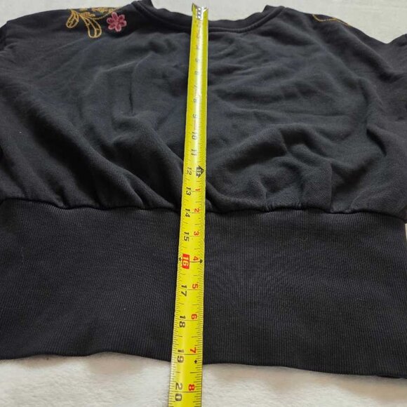 S By Anthropologie embroidered floral sweatshirt sweater in black - Picture 10 of 11